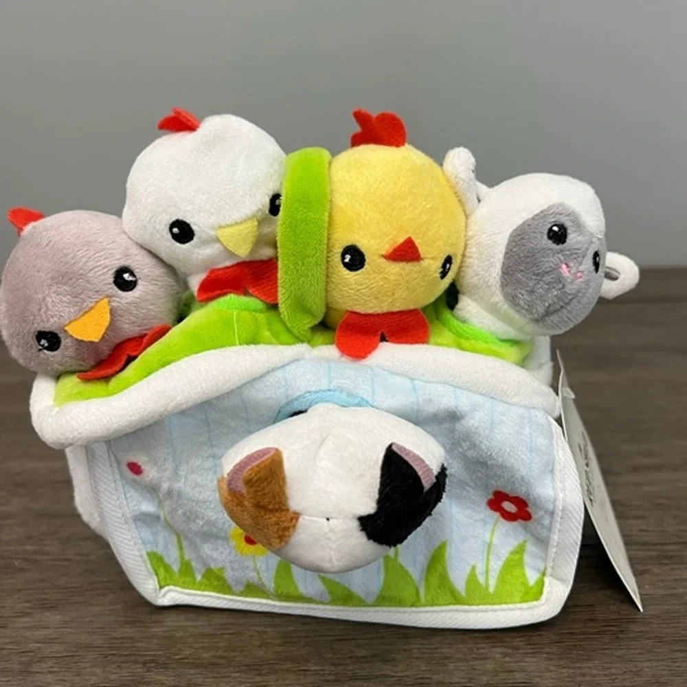 Red Shed Home & Gifts Farm Animal Plush Barn Set Cat Sheep Chickens NWT